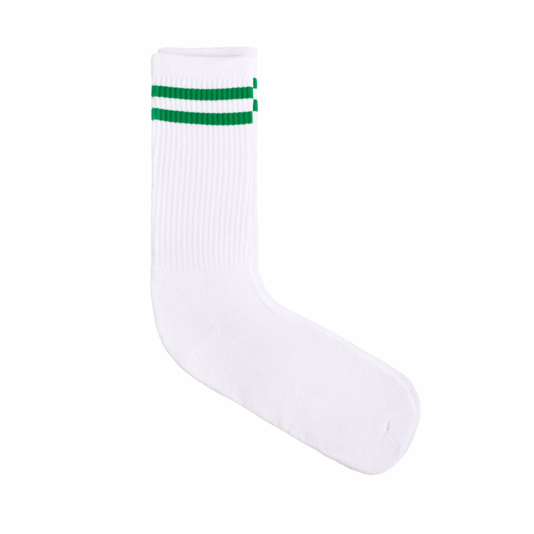 Athletic socks  - Double stripes white/green