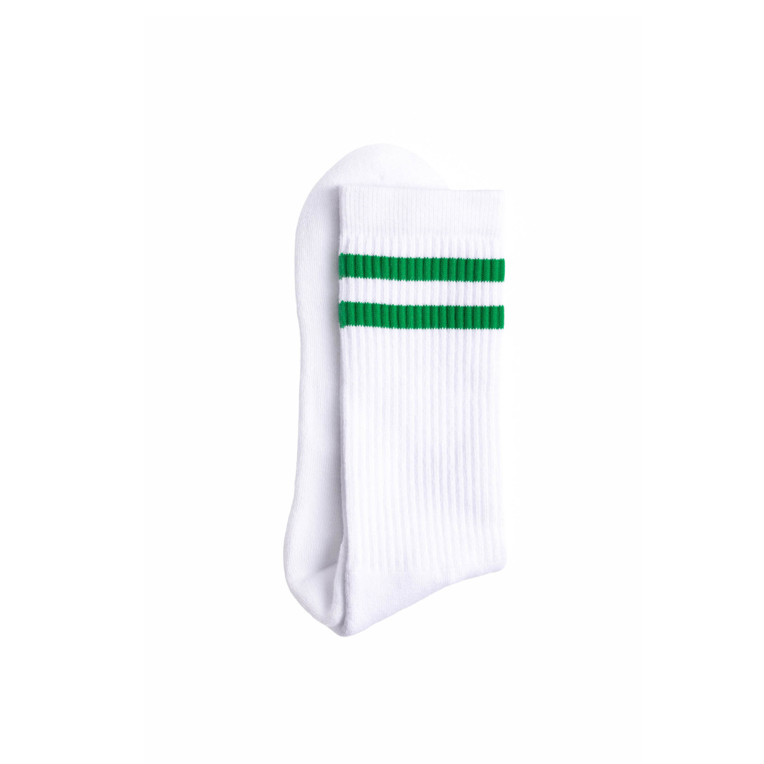 Athletic socks  - Double stripes white/green