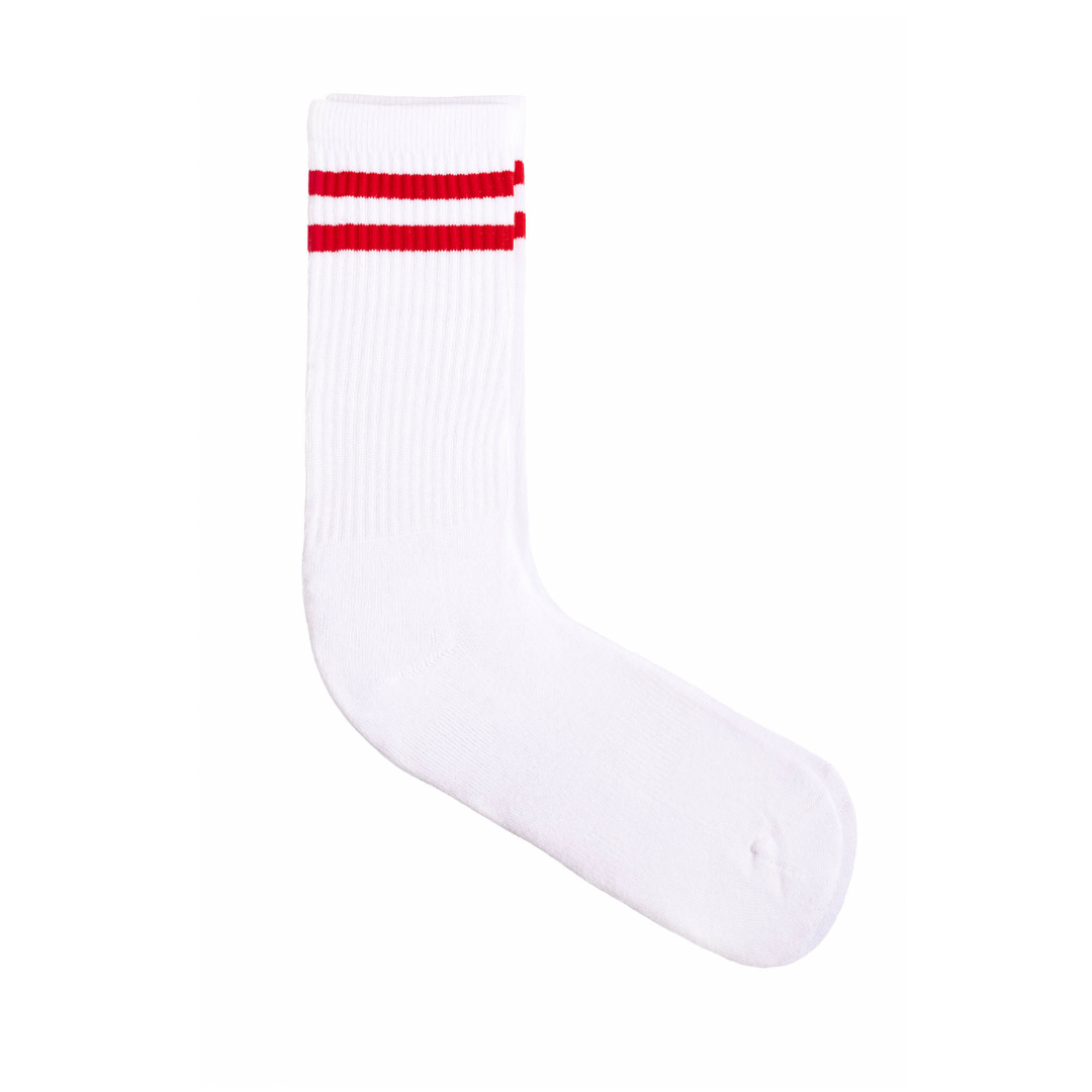 Athletic socks  - Double stripes white/red