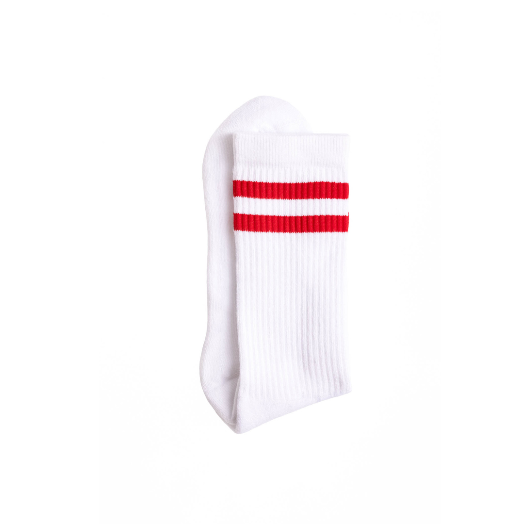 Athletic socks  - Double stripes white/red